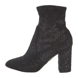 Aquazzura‎ Women’s 9.5 Heeled Velvet Ankle Sock Boots Tonal Baroque Tapestry